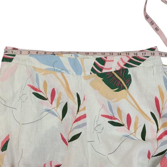 Womens Cynthia Rowley 100% Linen Pants Size 2X Cropped Floral Hawaiian Aloha - Picture 3 of 6